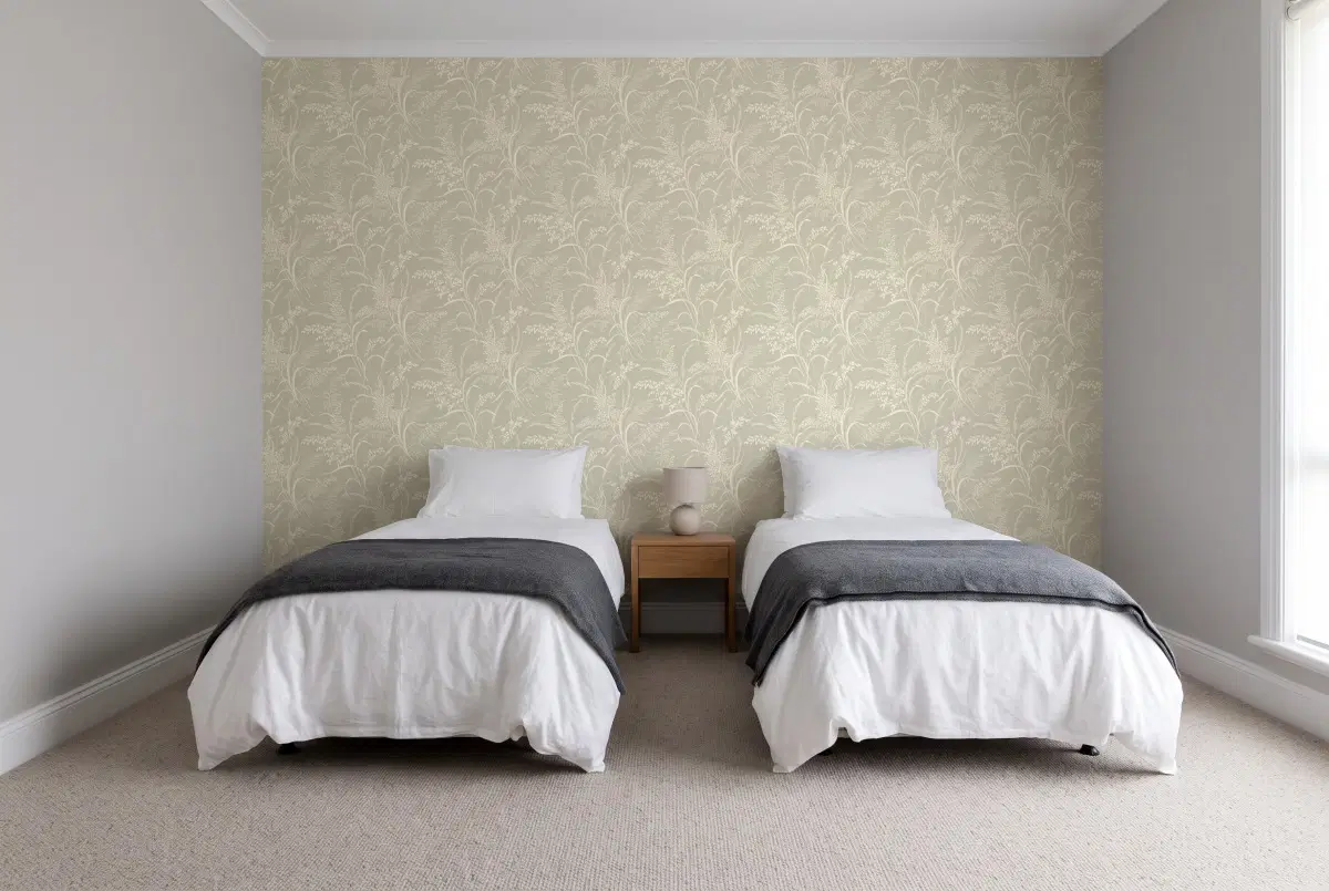 Шпалери Ideco Keen Степові трави хакі KE3204 в інтер'єрі