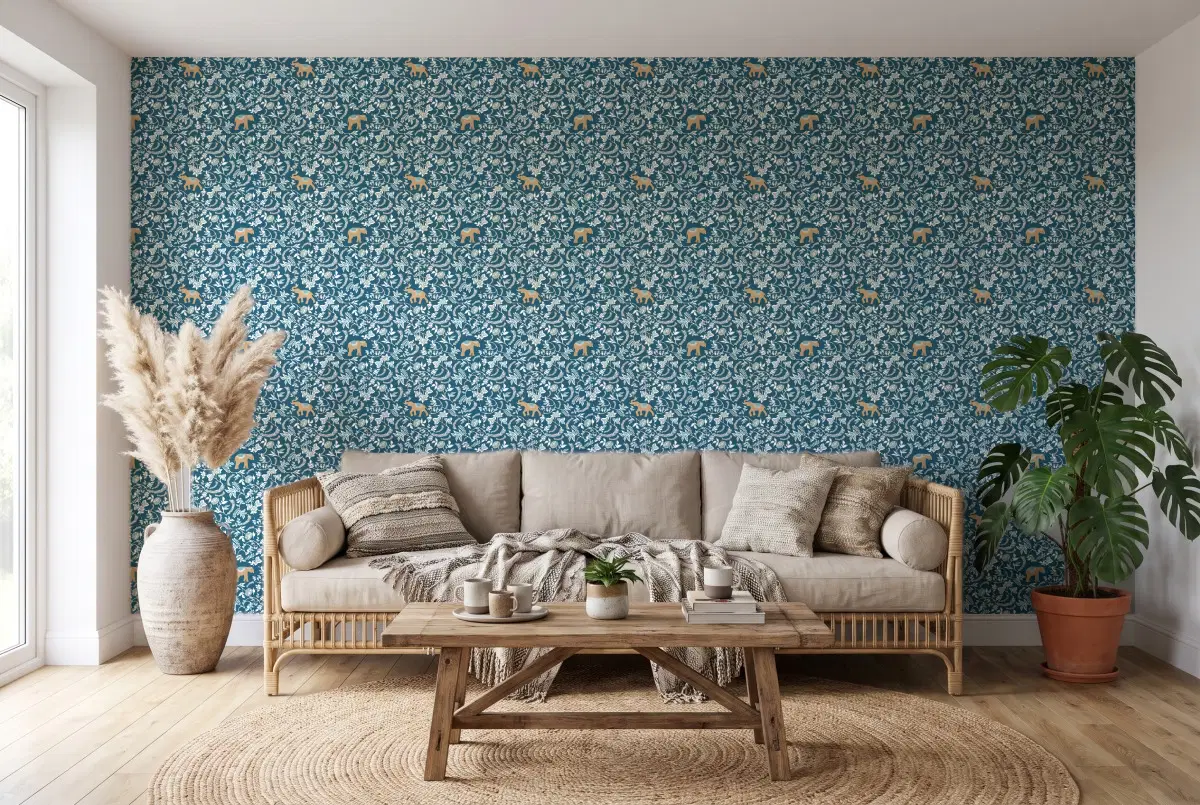 Шпалери Texdecor Mystery слон синька MYY101596501 в інтер'єрі