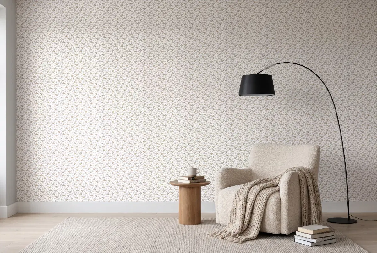 Шпалери Texdecor Mystery полянка белсерая MYY101639125 в інтер'єрі