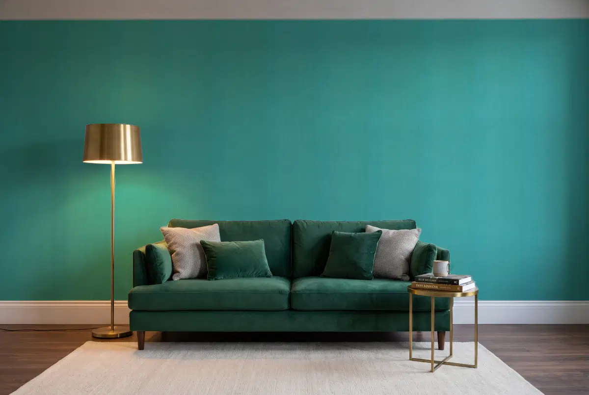 Шпалери Texdecor Natte рогожка морская волна NAE101567449 в інтер'єрі