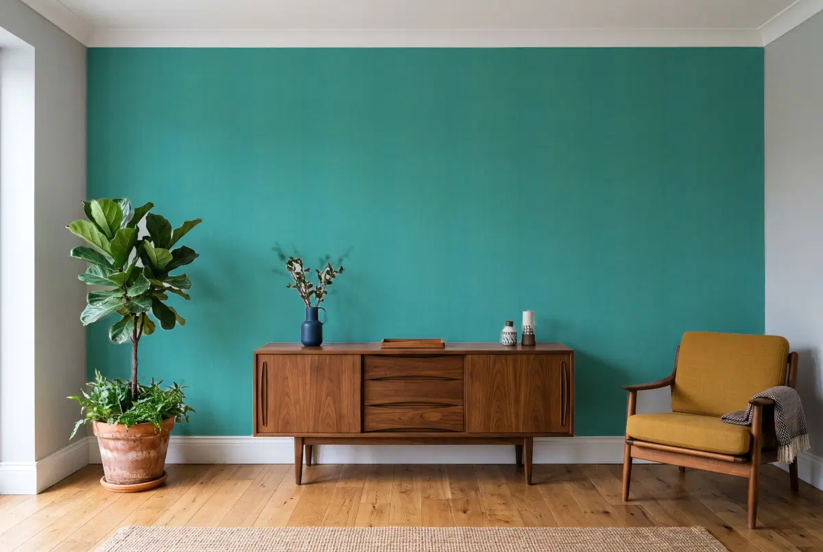 Шпалери Texdecor Natte рогожка морская волна NAE101567449 в інтер'єрі