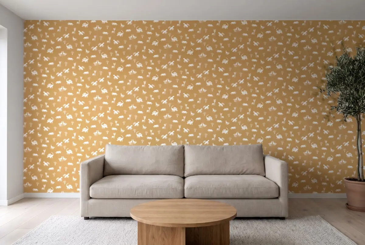 Шпалери Texdecor Our Planet динозавры песок OUP101932112 в інтер'єрі