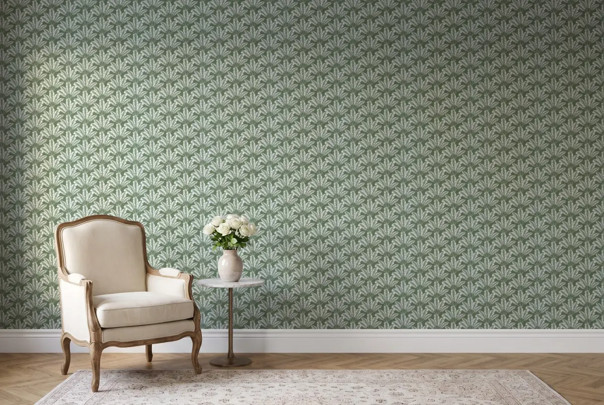Шпалери Texdecor Our Planet пальмы зелений OUP101947408 в інтер'єрі