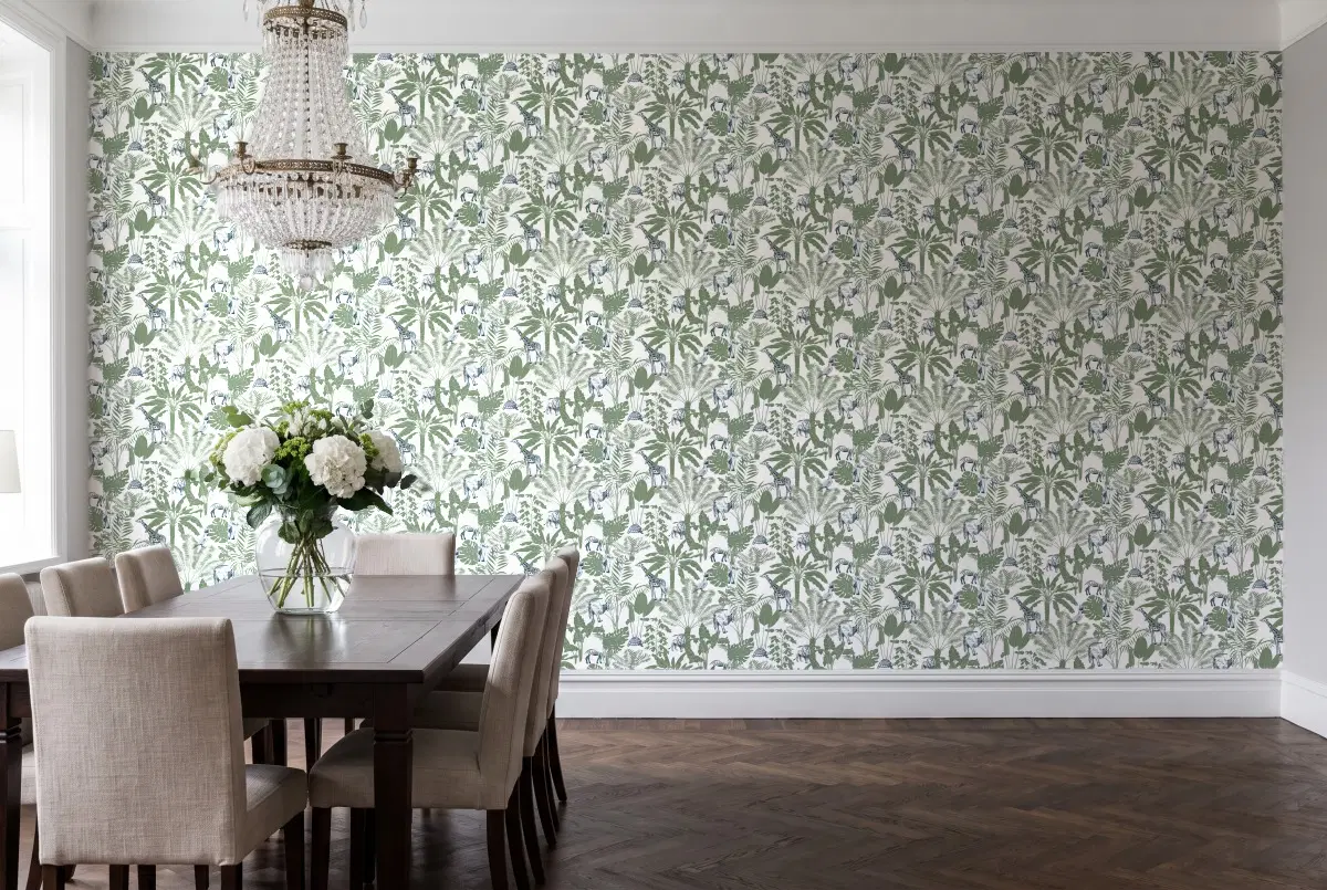 Шпалери Texdecor Our Planet джунглі сине-зелений OUP101957403 в інтер'єрі