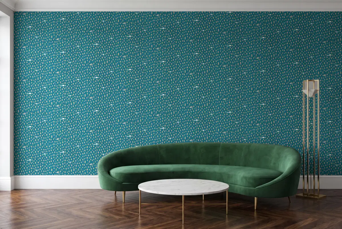 Шпалери Texdecor Our Planet Тайга синій OUP101976029 в інтер'єрі