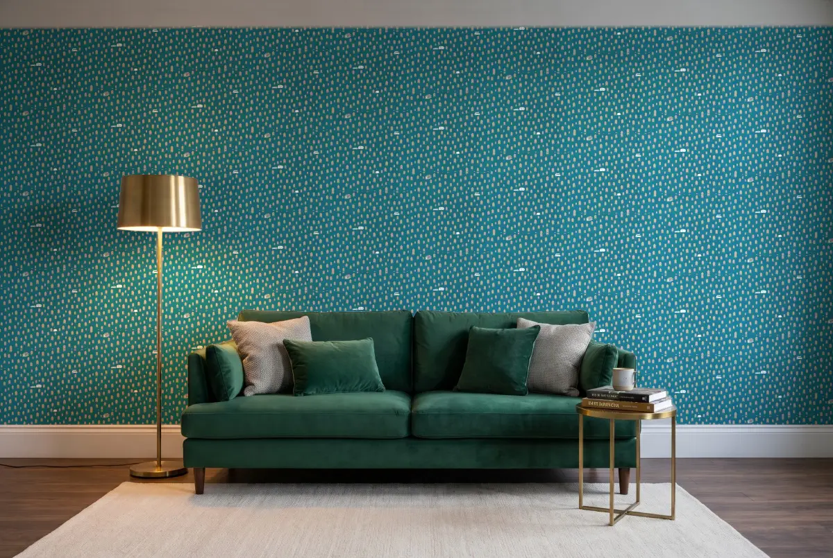 Шпалери Texdecor Our Planet Тайга синій OUP101976029 в інтер'єрі