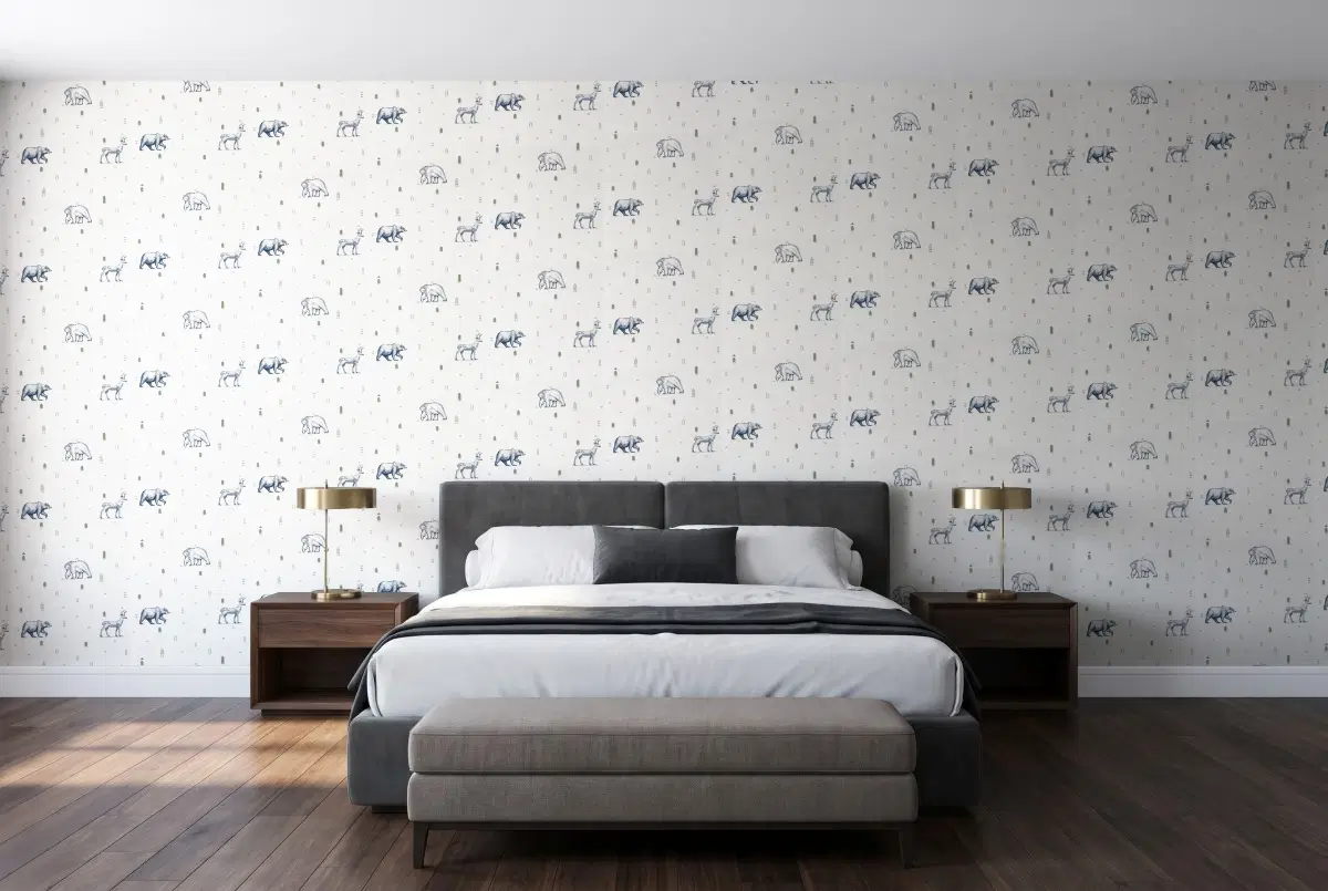 Шпалери Texdecor Our Planet Север бело-зелений OUP101987403 в інтер'єрі
