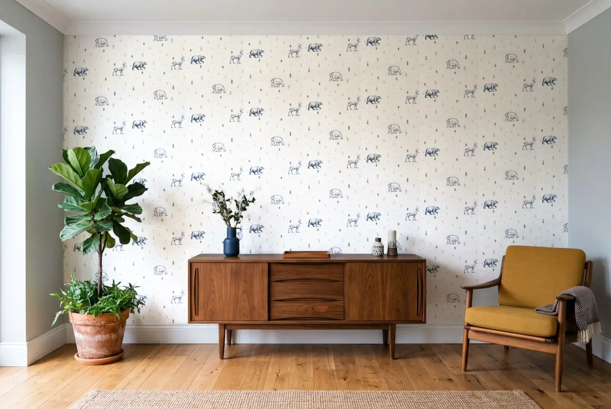 Шпалери Texdecor Our Planet Север бело-зелений OUP101987403 в інтер'єрі