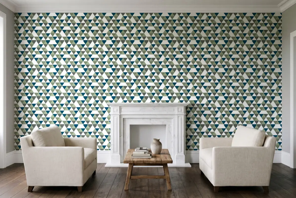 Шпалери Texdecor Our Planet геометрія сине-зелений OUP102007432 в інтер'єрі