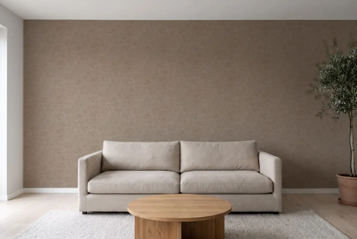 Шпалери Texdecor Patine2 штукатурка коричневий с золотом PAE100222234 в інтер'єрі