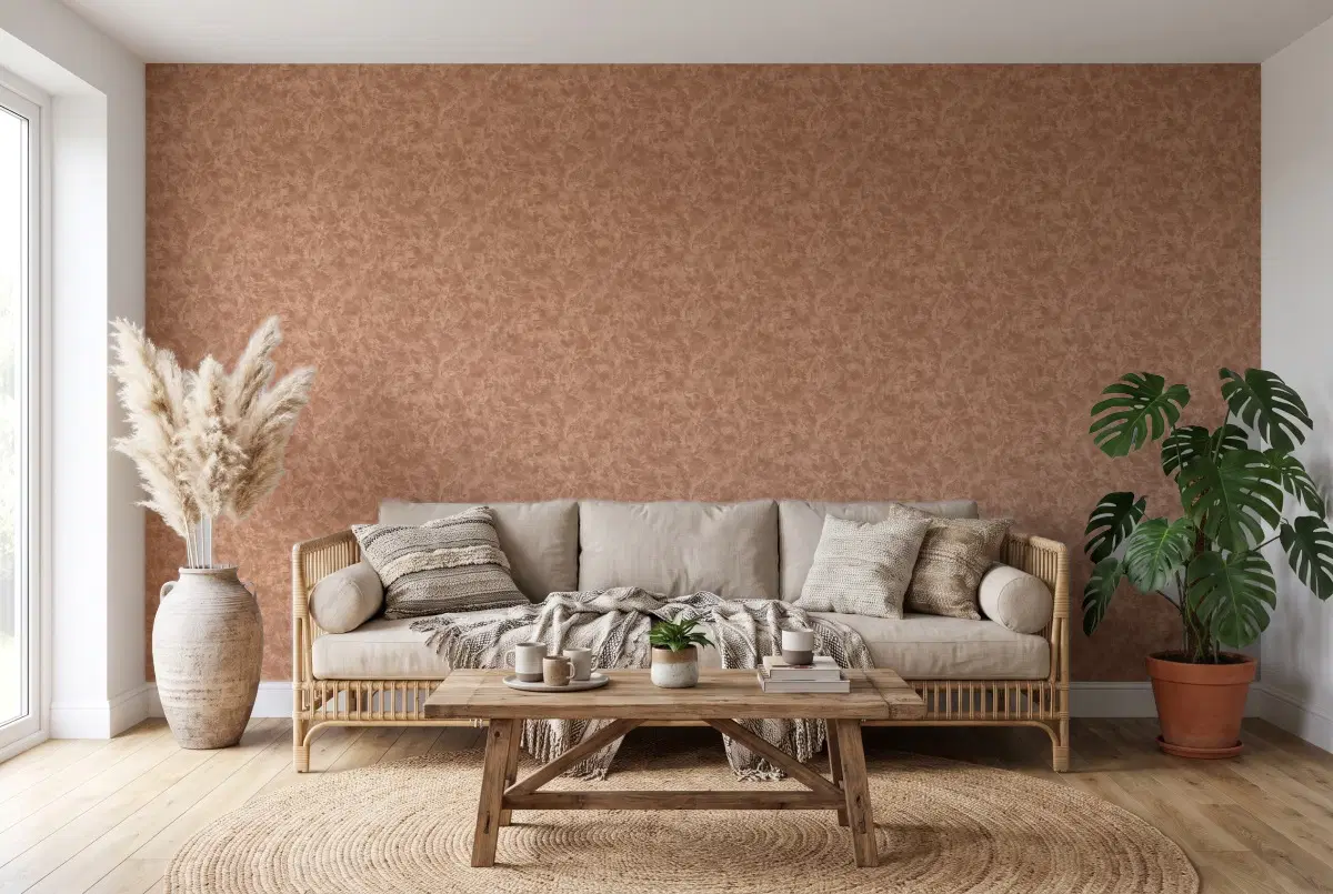 Шпалери Texdecor Patine2 штукатурка молочний шоколад PAE100222755 в інтер'єрі