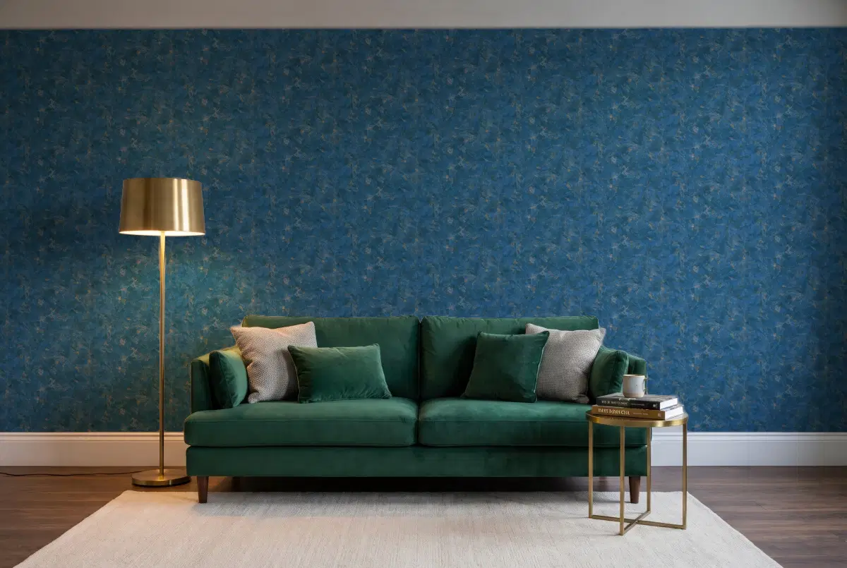 Шпалери Texdecor Patine2 штукатурка синє золото PAE100226520 в інтер'єрі