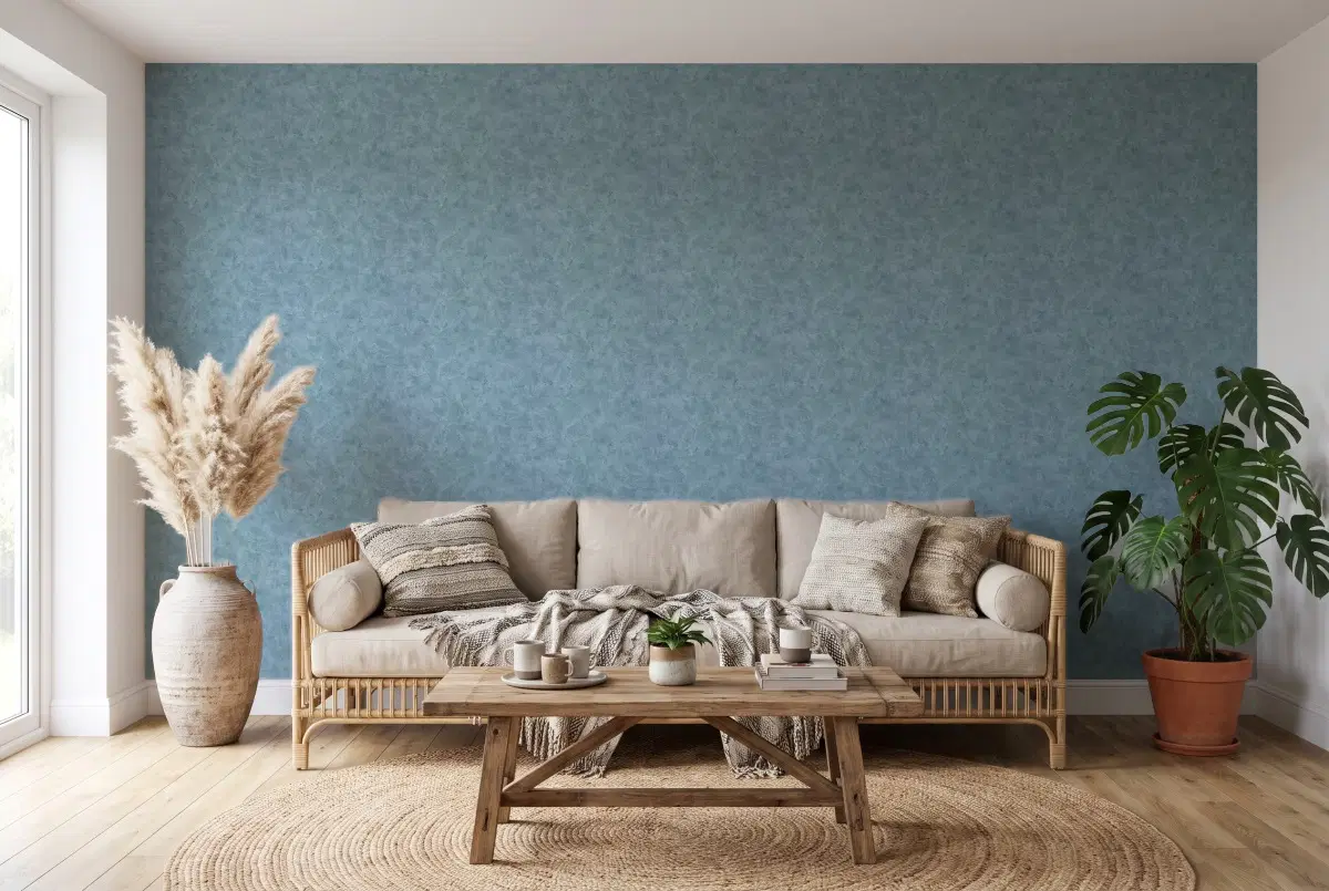 Шпалери Texdecor Patine2 штукатурка сіро-зелено-блакитний PAE100226755 в інтер'єрі