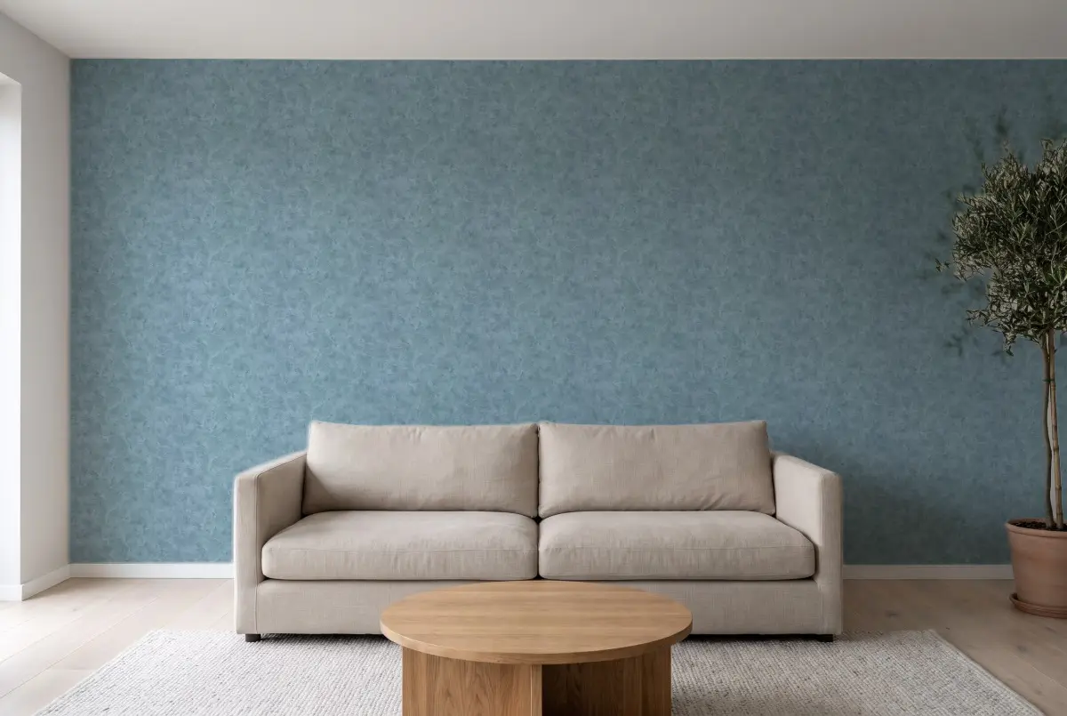 Шпалери Texdecor Patine2 штукатурка сіро-зелено-блакитний PAE100226755 в інтер'єрі