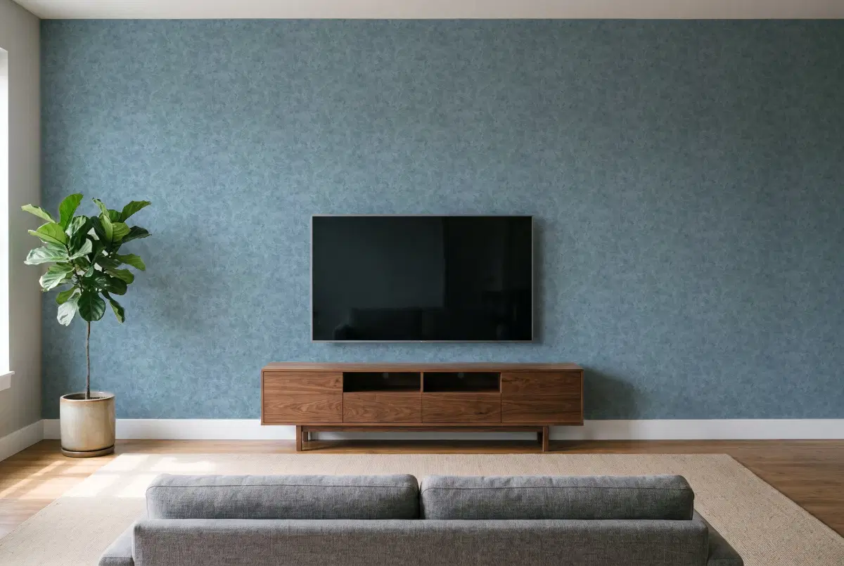 Шпалери Texdecor Patine2 штукатурка сіро-зелено-блакитний PAE100226755 в інтер'єрі