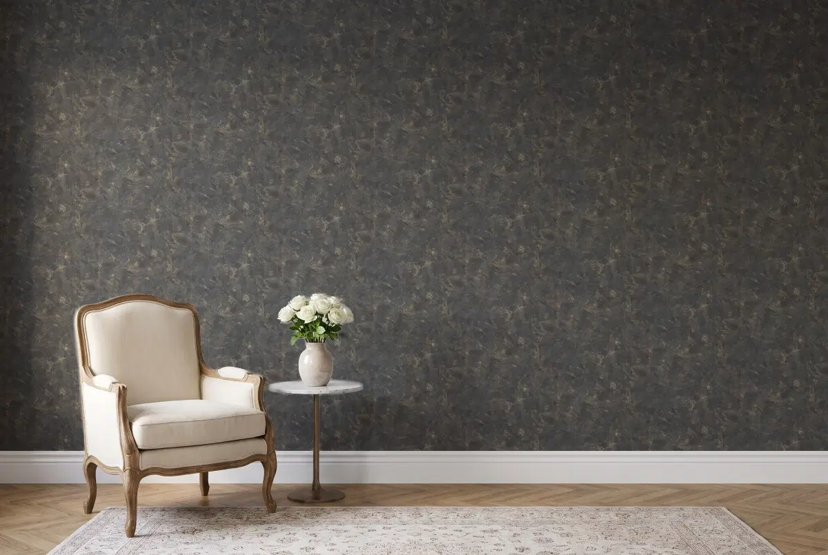 Шпалери Texdecor Patine2 штукатурка чорний золото PAE100229998 в інтер'єрі