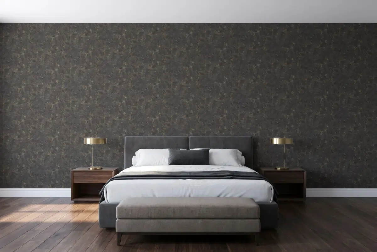 Шпалери Texdecor Patine2 штукатурка чорний золото PAE100229998 в інтер'єрі