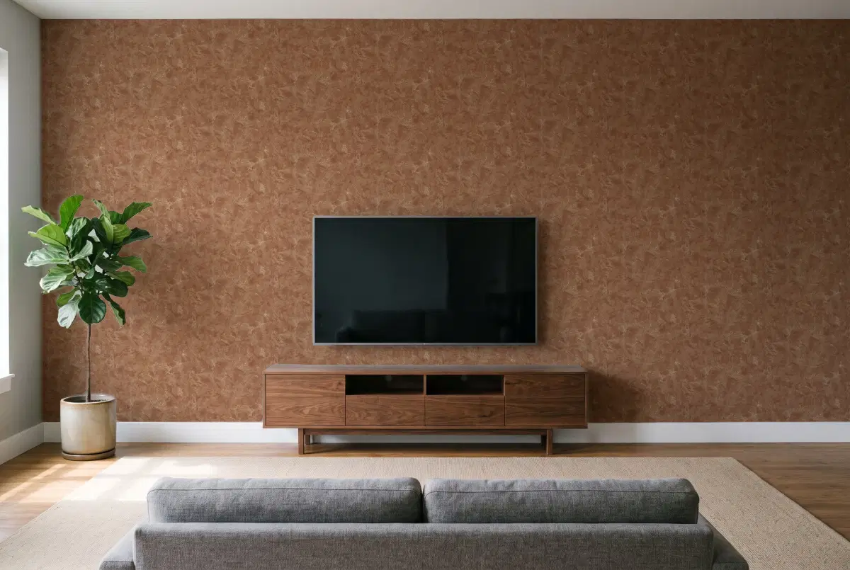 Шпалери Texdecor Patine2 штукатурка золотистий молочний шоколад PAE103682533 в інтер'єрі