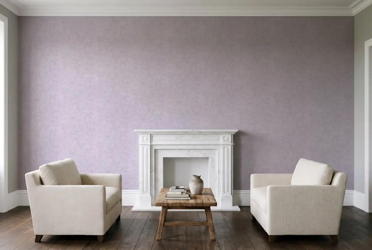 Шпалери Texdecor Patine штукатурка серо-фіолетовий PAI100225140 в інтер'єрі