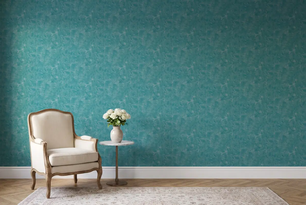 Шпалери Texdecor Patine штукатурка сине зелений PAI100226360 в інтер'єрі