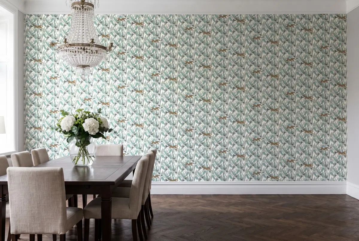 Шпалери Texdecor PtB леопард бело-блакитний PTB101770000 в інтер'єрі