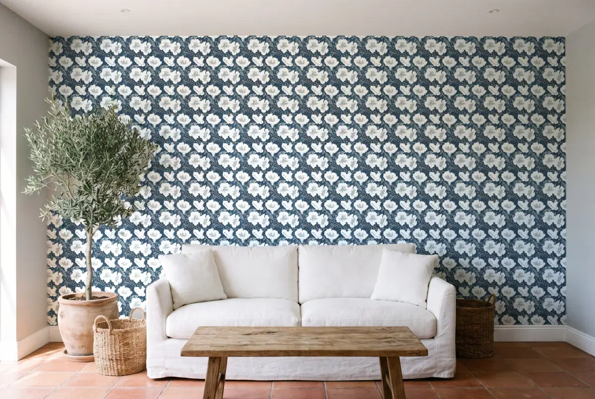 Шпалери Texdecor PtB вьюнок синій PTB101796166 в інтер'єрі