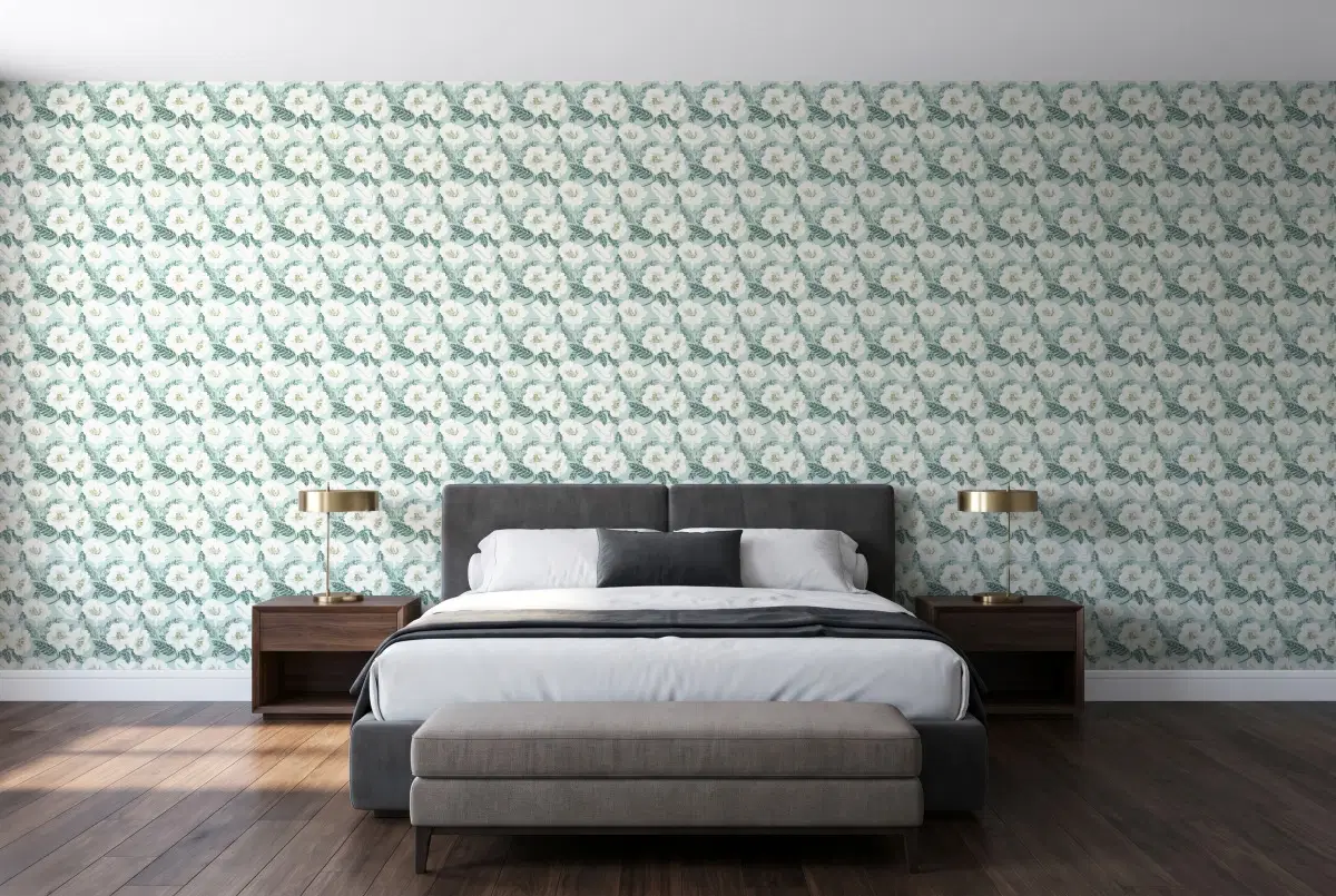 Шпалери Texdecor PtB вьюнок мята PTB101797070 в інтер'єрі