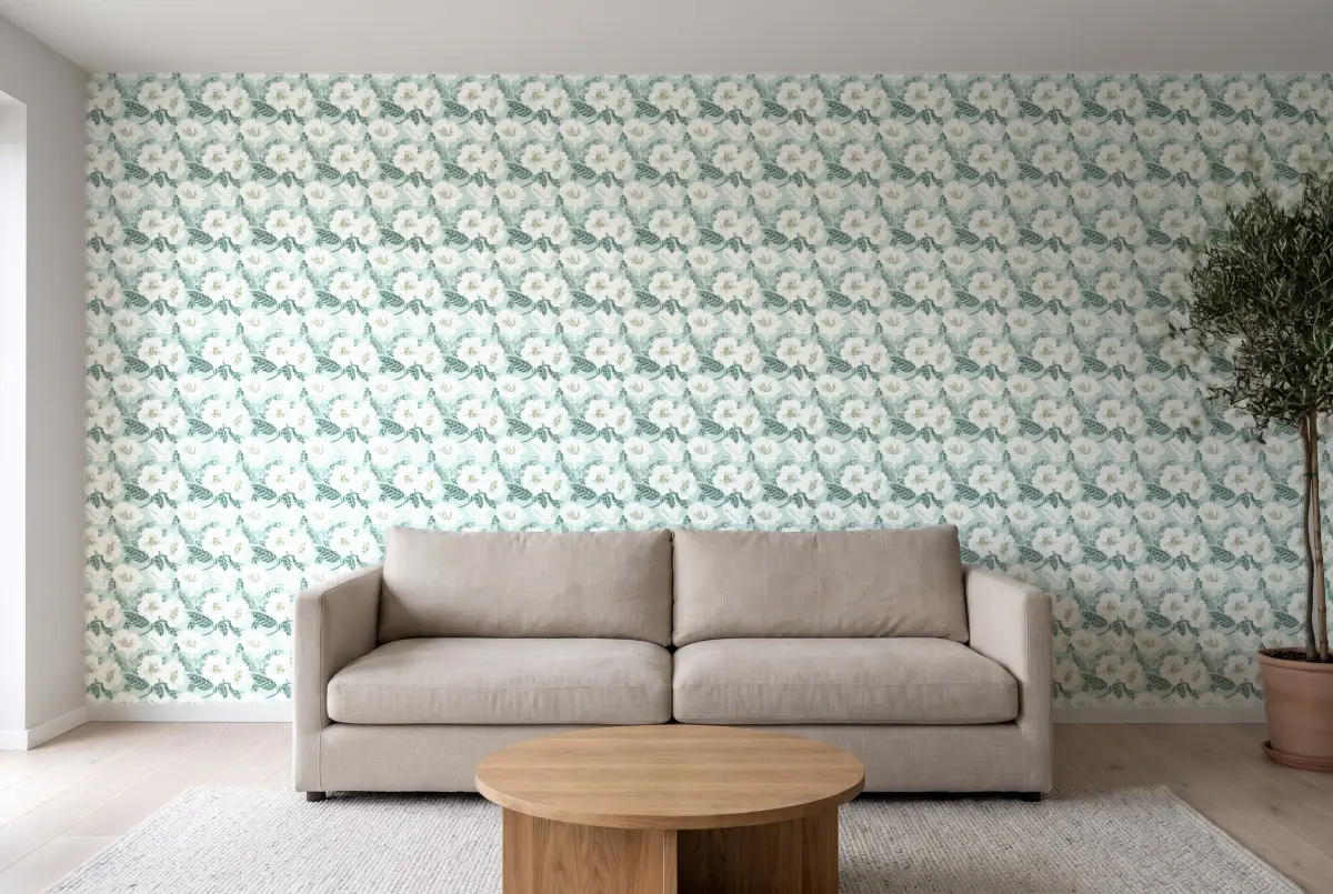 Шпалери Texdecor PtB вьюнок мята PTB101797070 в інтер'єрі