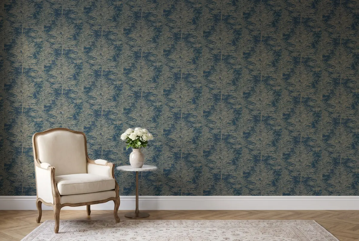 Шпалери Texdecor PtB деревья синій PTB101806127 в інтер'єрі