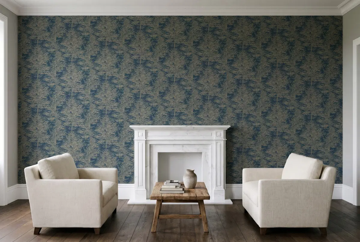 Шпалери Texdecor PtB деревья синій PTB101806127 в інтер'єрі