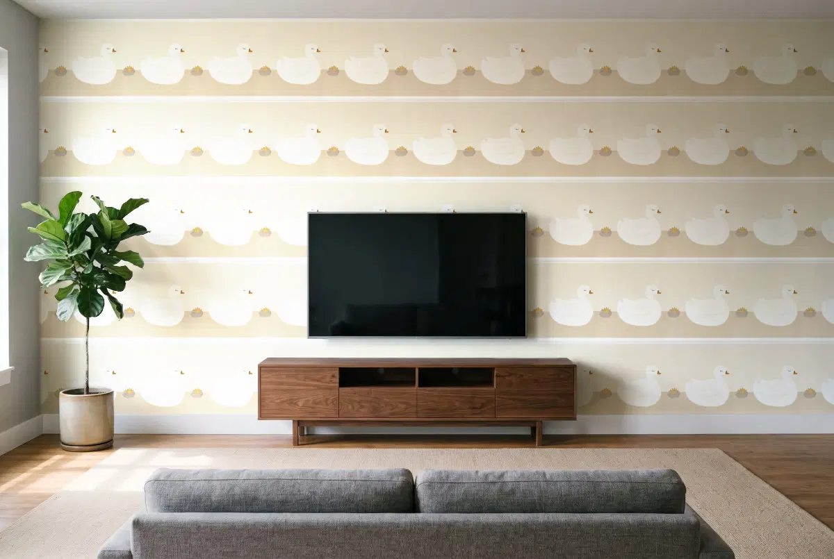 Шпалери Texdecor Rose & Nino кант уточки бежевий RONI85511825 в інтер'єрі