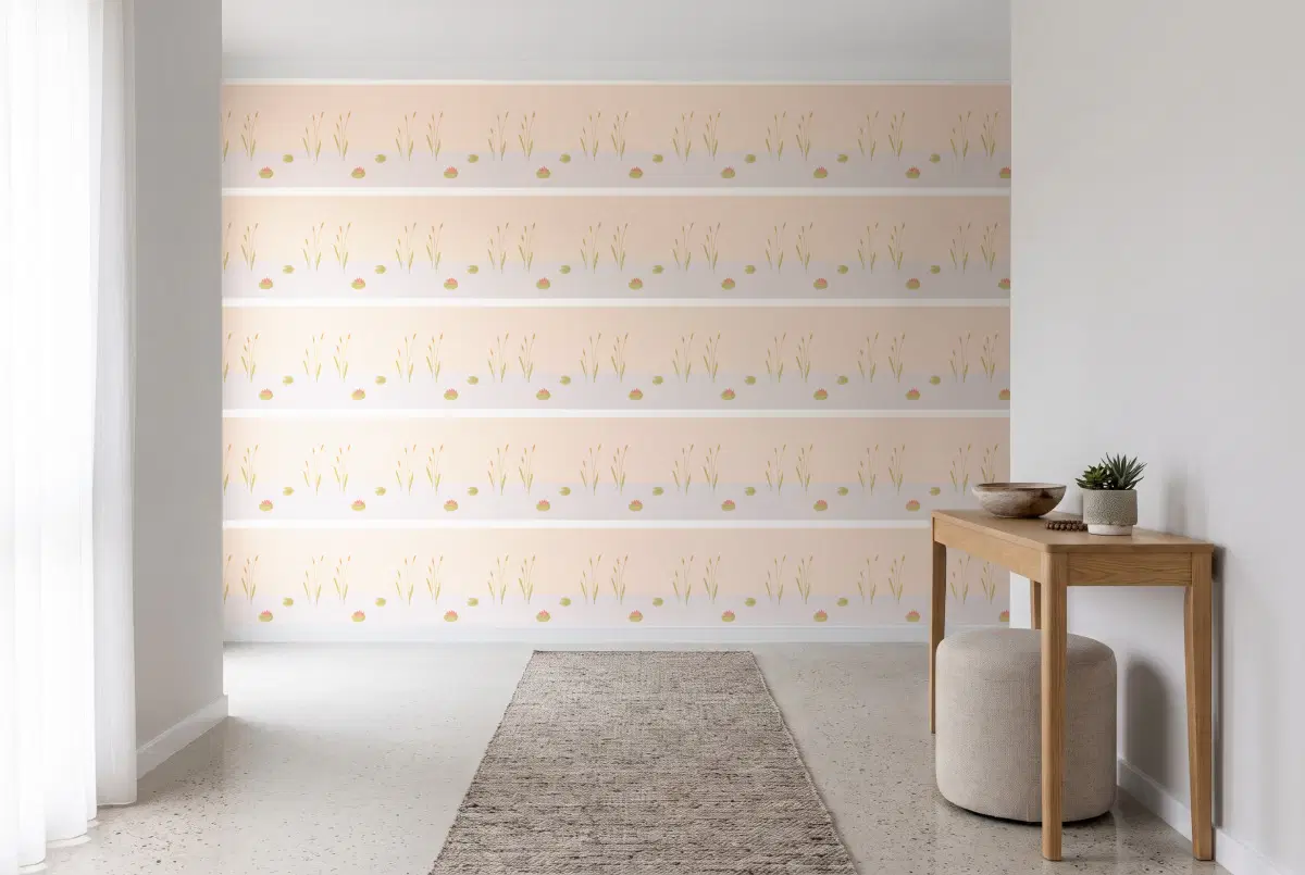 Шпалери Texdecor Rose & Nino кант уточки бежево-блакитний RONI85516220 в інтер'єрі