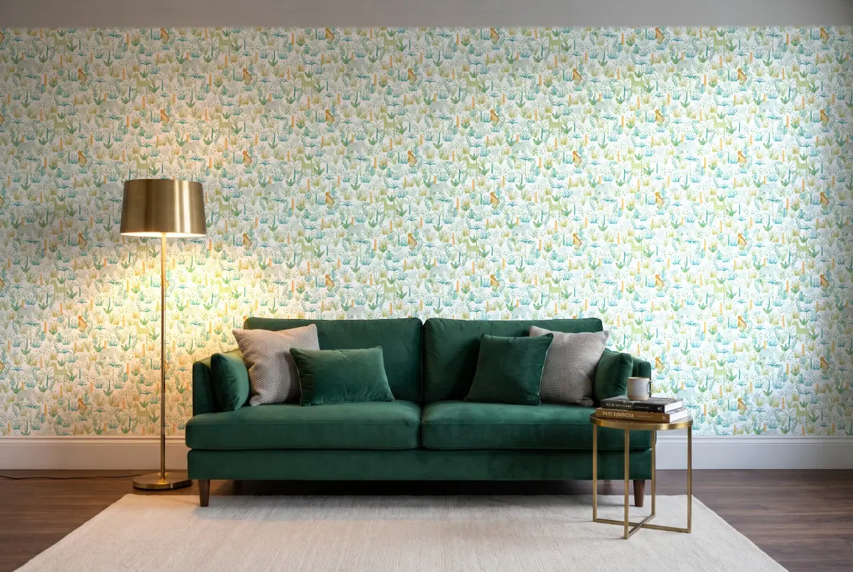 Шпалери Texdecor Rose & Nino сафари салатовый RONI85647576 в інтер'єрі