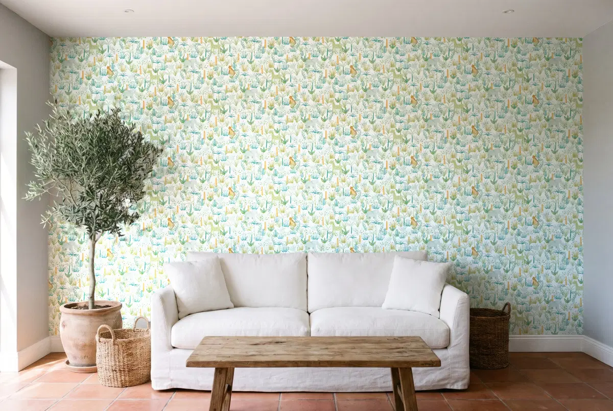 Шпалери Texdecor Rose & Nino сафари салатовый RONI85647576 в інтер'єрі