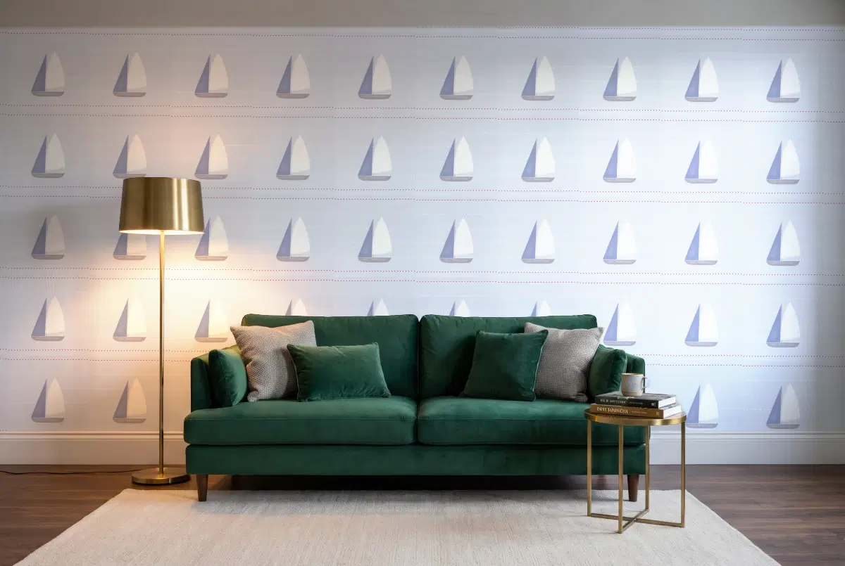 Шпалери Texdecor Rose & Nino кант кораблики блакитний RONI85676489 в інтер'єрі