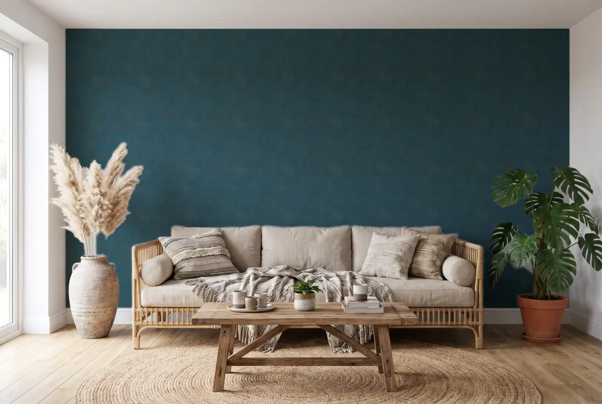 Шпалери Texdecor Stone сине-зелений STNE80836520 в інтер'єрі