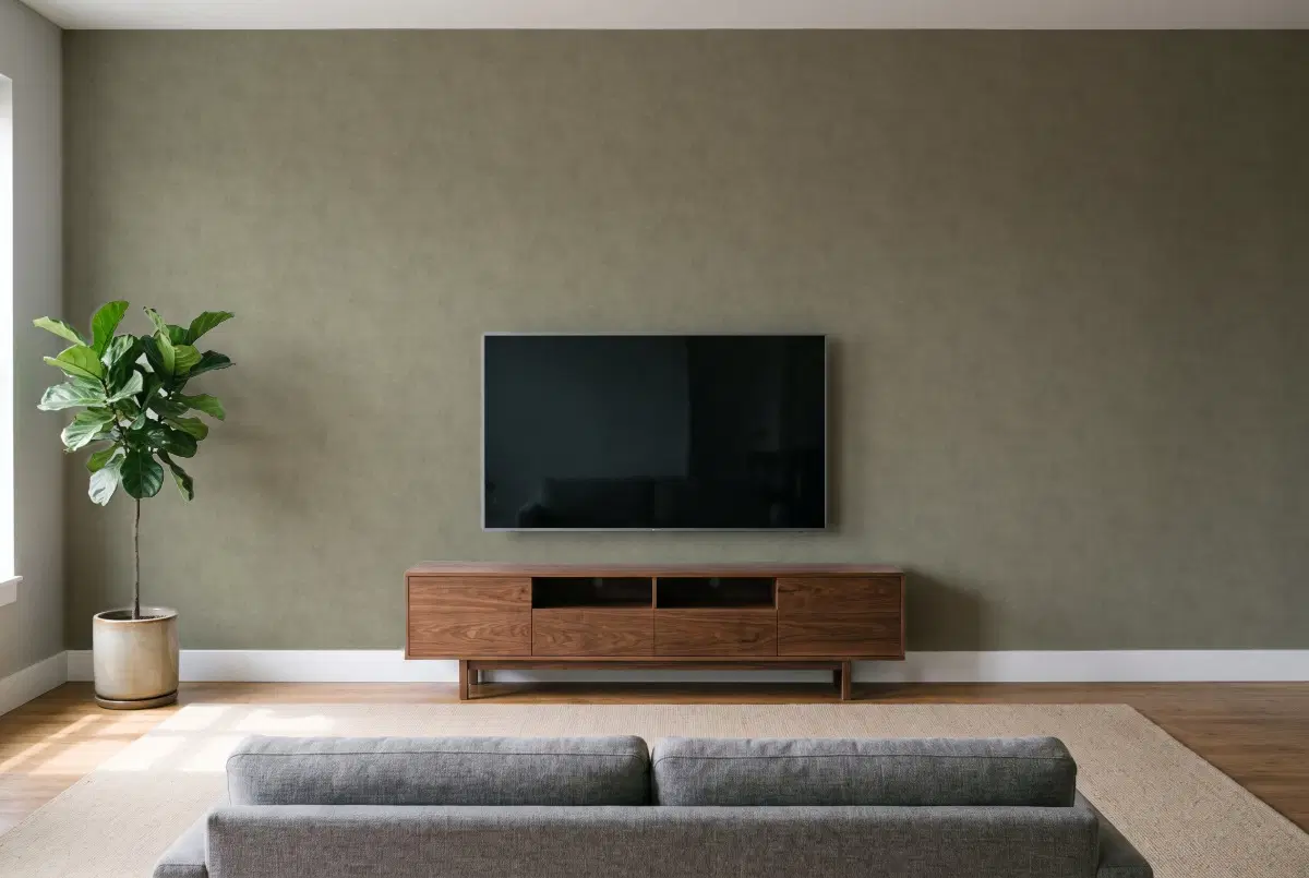 Шпалери Texdecor Stone оливковый хакки STNE80837434 в інтер'єрі