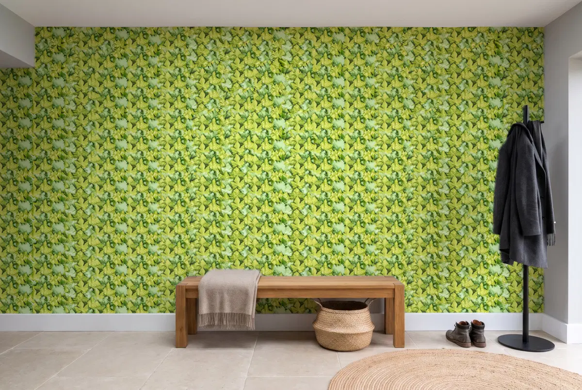 Самоклейна плівка Gekkofix 0,675 м 10765 зелене листя в інтер'єрі