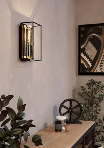 EGLO Бра/1 40W E27 чорний/латунь "Нохалес"