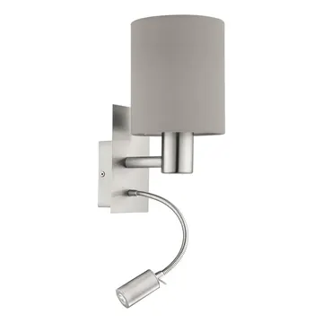 Eglo Бра/2 40W E27, 3,5W LED сірий "Пастері"