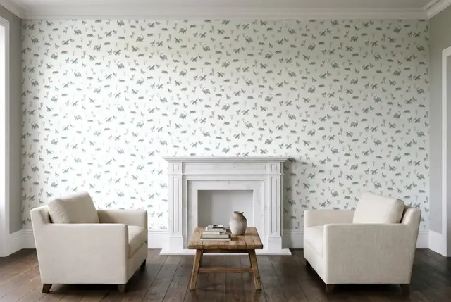 Texdecor Our Planet динозавры бело-сине-зелений OUP101937105 в інтер'єрі
