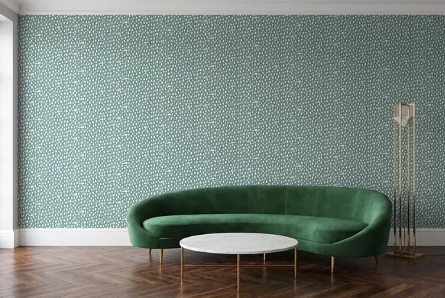 Texdecor Our Planet Тайга сине-зелений OUP101977134 в інтер'єрі
