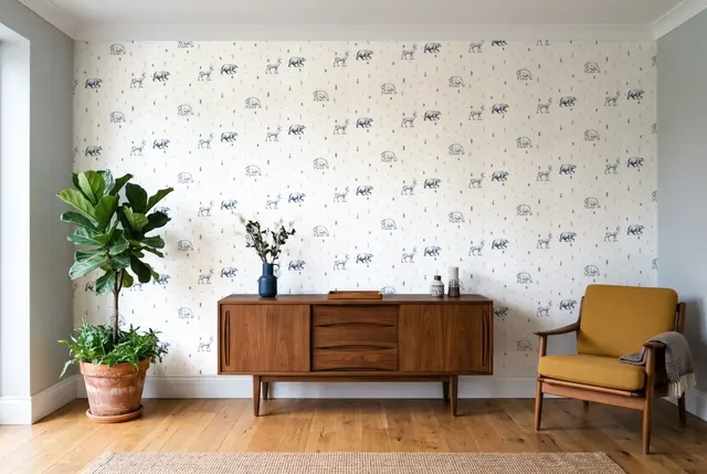 Texdecor Our Planet Север бело-зелений OUP101987403 в інтер'єрі