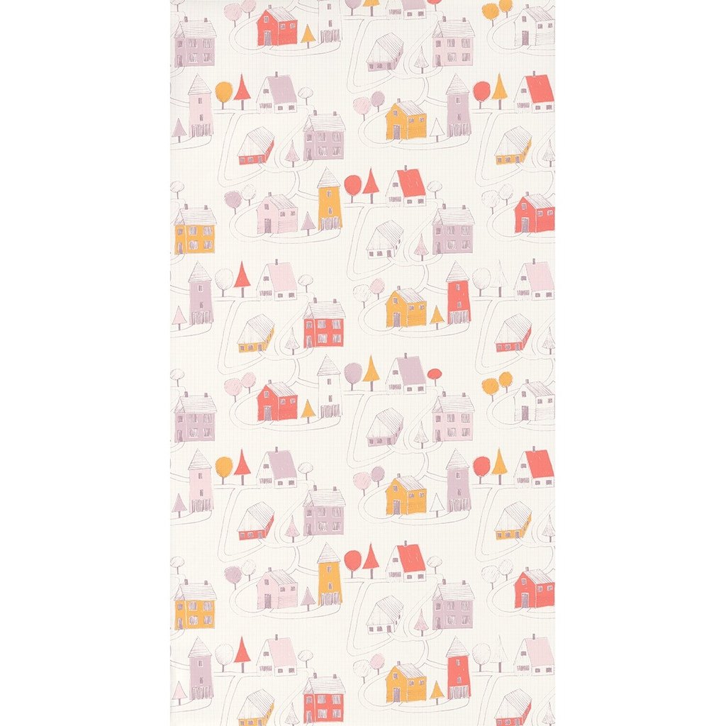 Шпалери Texdecor Happy dreams домики сиренево-червоний HPDM82841230
