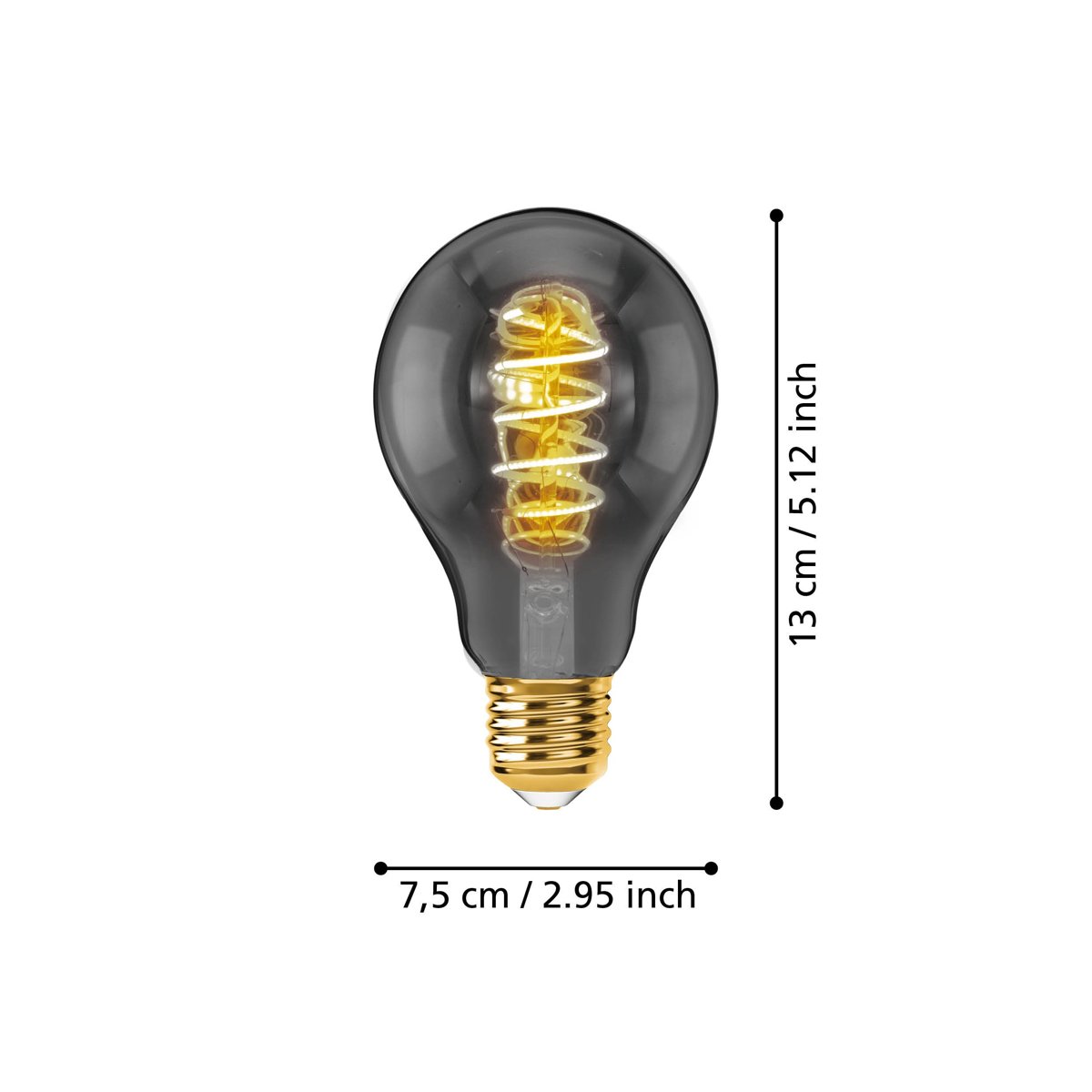 Eglo Лампа напівпровідникова LED 4W E27 A75 2000K димчастий - аналог 11869