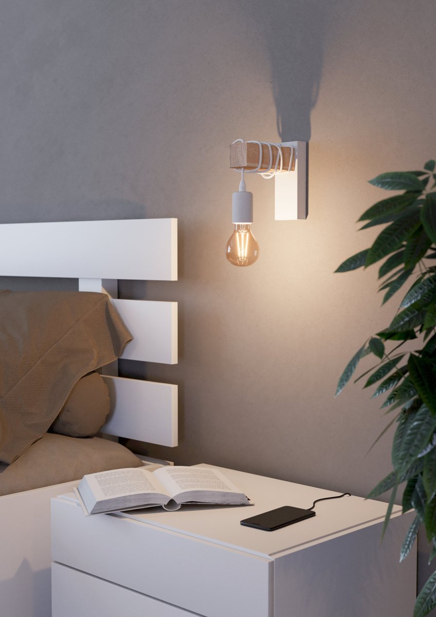 EGLO Бра/1 10W E27 LED чорний/дерево "Тауншенд"
