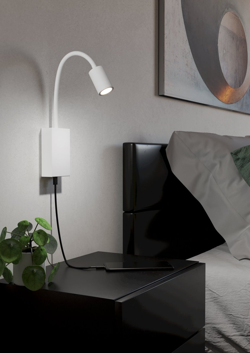 EGLO Бра/1 3,5W LED білий з USB входом "Тазолі"