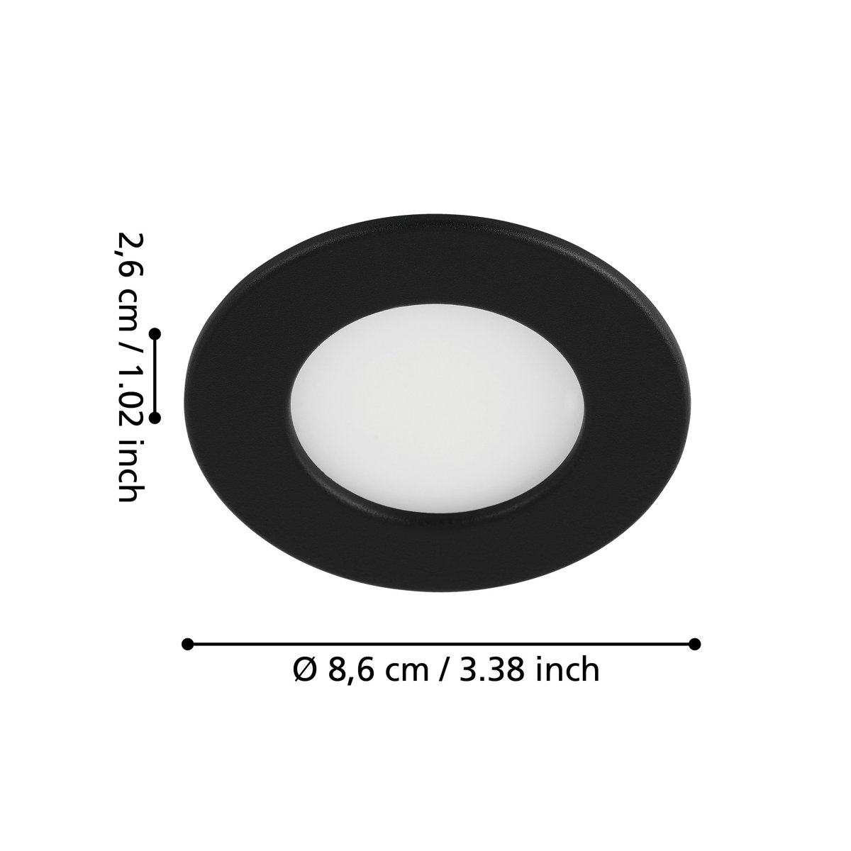 Eglo Світильник вбудований/1 2,7W LED чорний 3000К 86мм "Фуева 5"