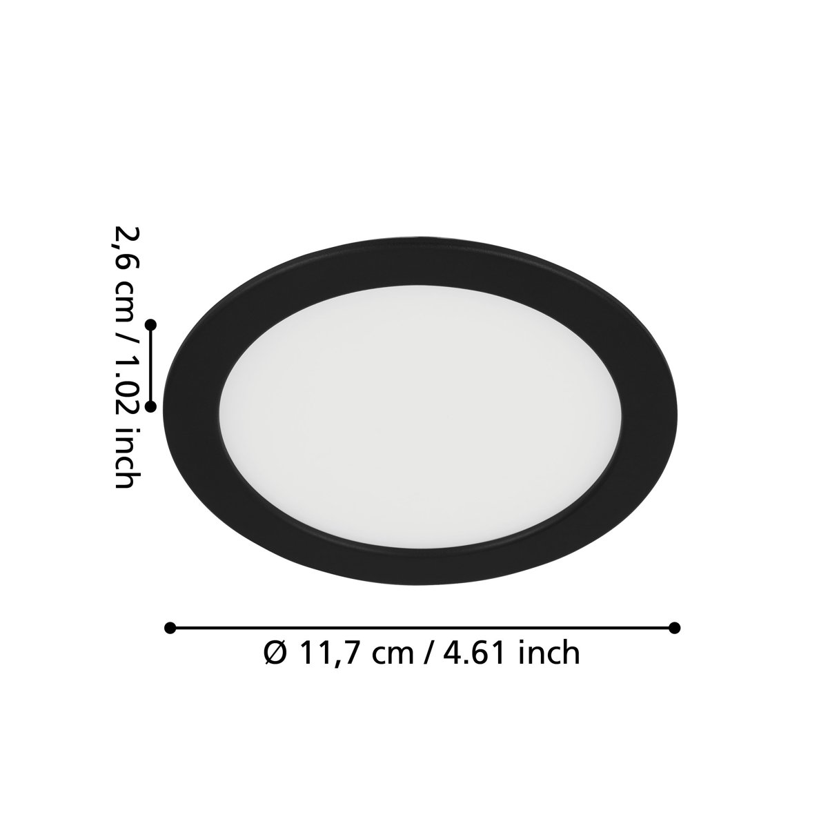 Eglo Світильник вбудований/1 5,5W LED чорний 3000К "Фуева 5"