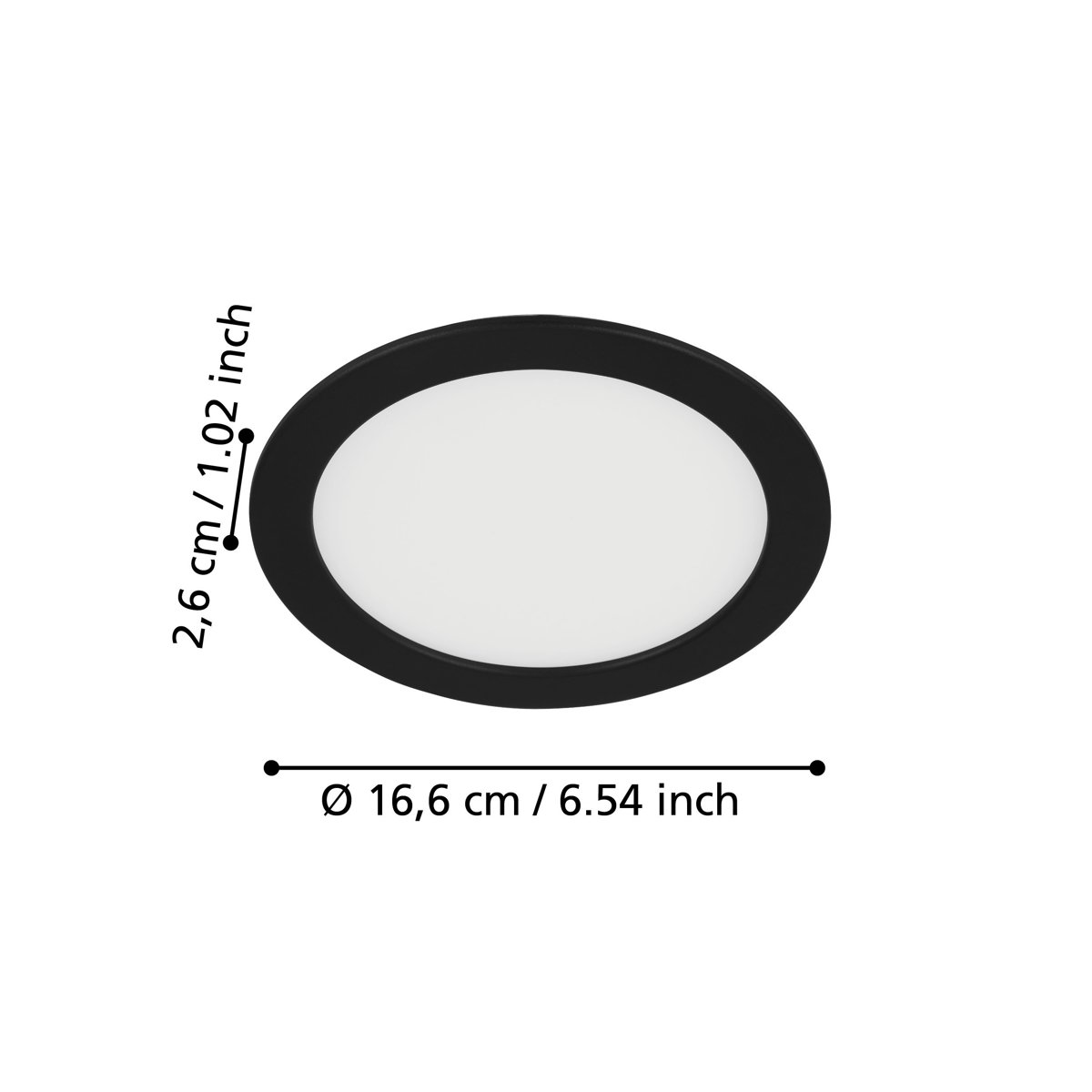 Eglo Світильник вбудований/1 10,5W LED 160мм чорний 3000К "Фуева 5"
